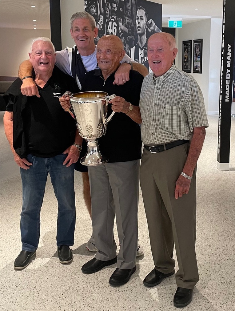 From left: Keith Burns, Brian Gray and Brian Beers, with Gavin Crosisca from the Past Players in the background